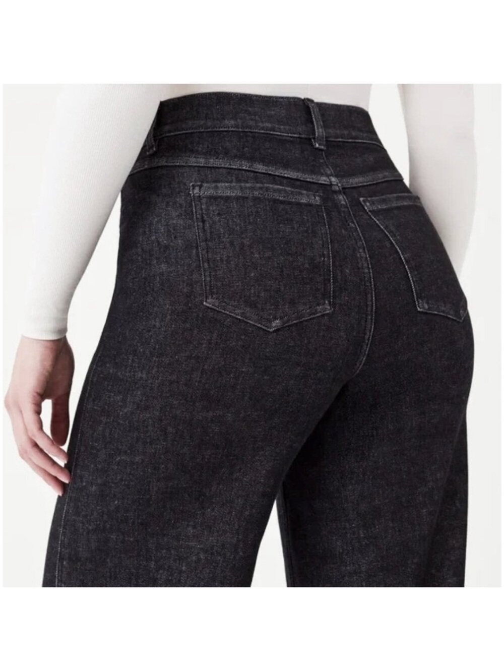 Spanx Wide Leg High-Waist Black Jeans size L - Picture 4 of 11